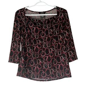 George Black / Red / White 1/2 Sleeve Blouse Size Large (12/14)